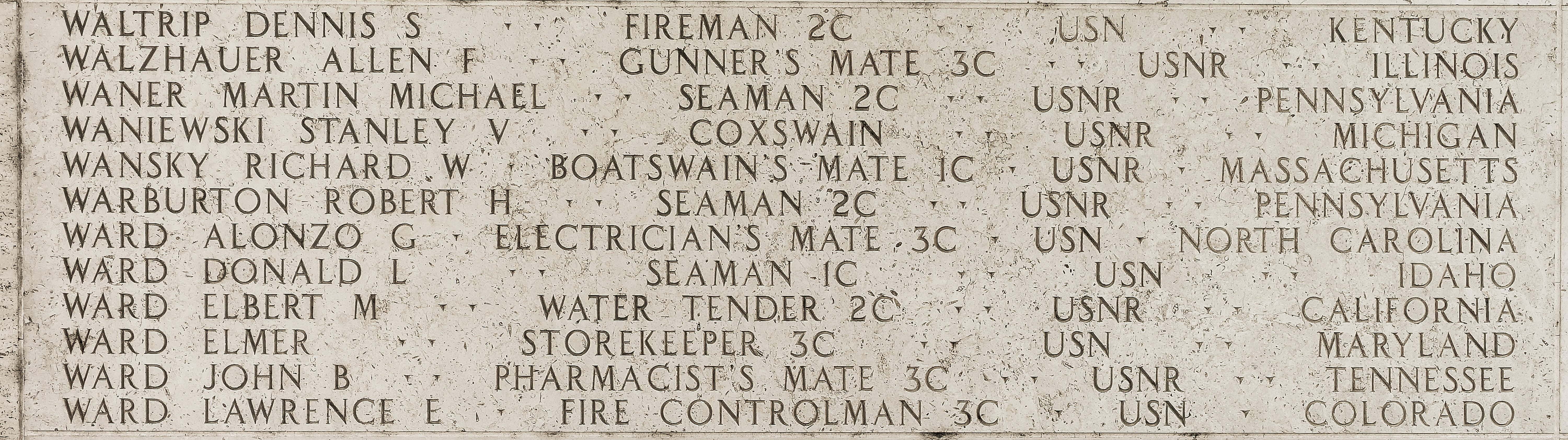 Lawrence E. Ward, Fire Controlman Third Class